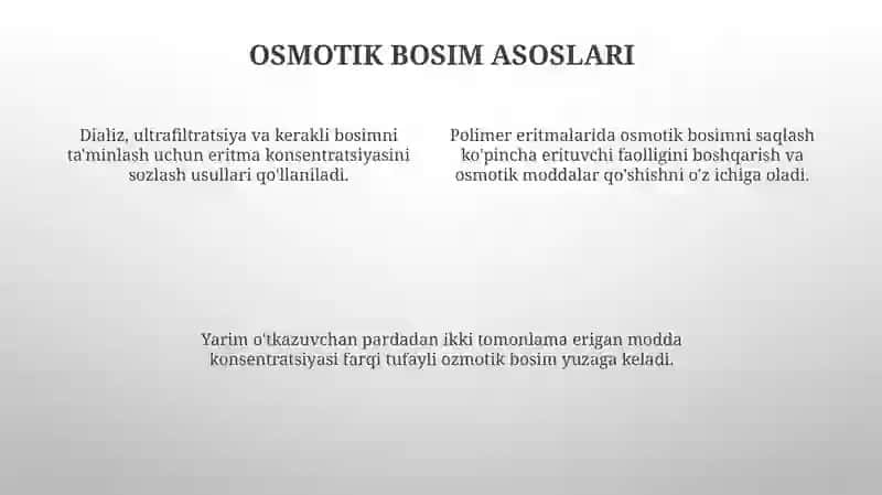 Polimer eritmalarning osmotik bosimini saqlash 4