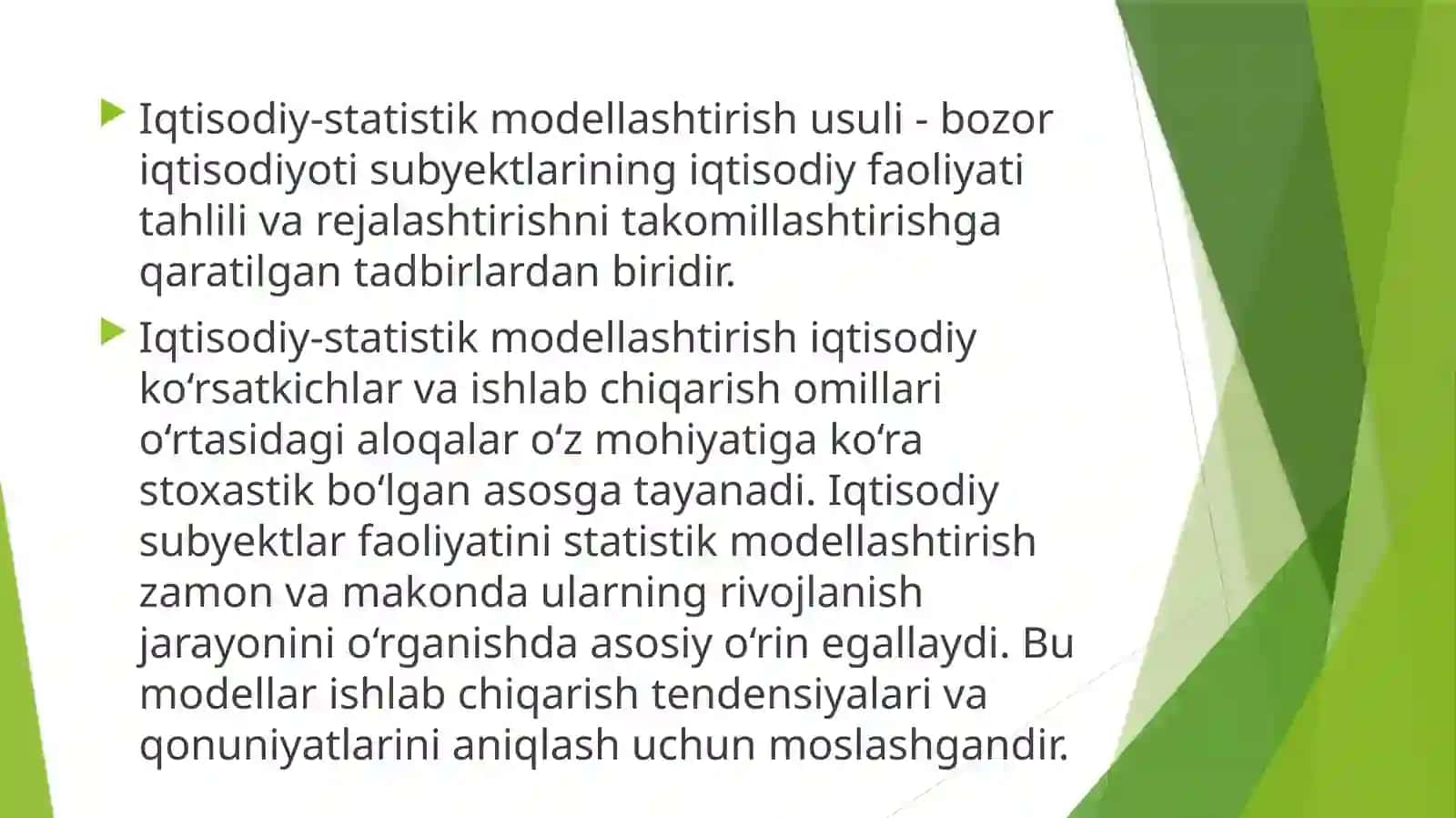 EKONOMETRIK MODELLARNING AXBOROT TA’MINOTI 4