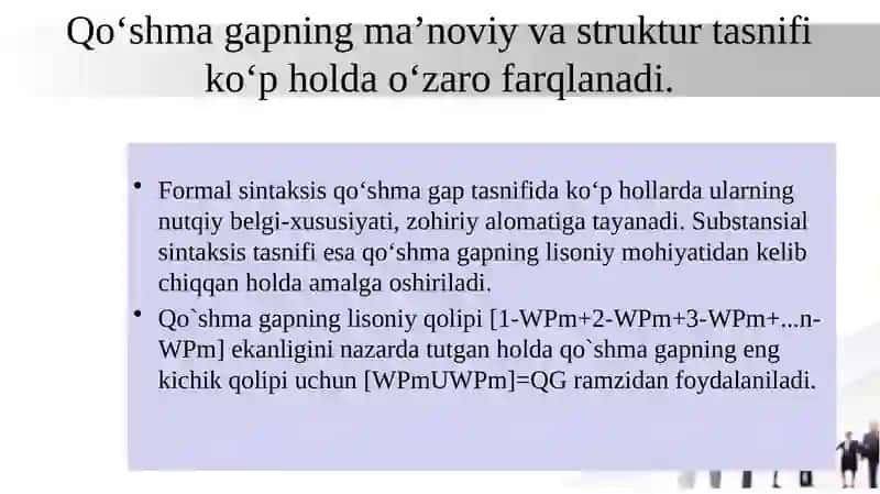 QO‘SHMA GAPNING QURILISHIGA KO‘RA TURLARI 4