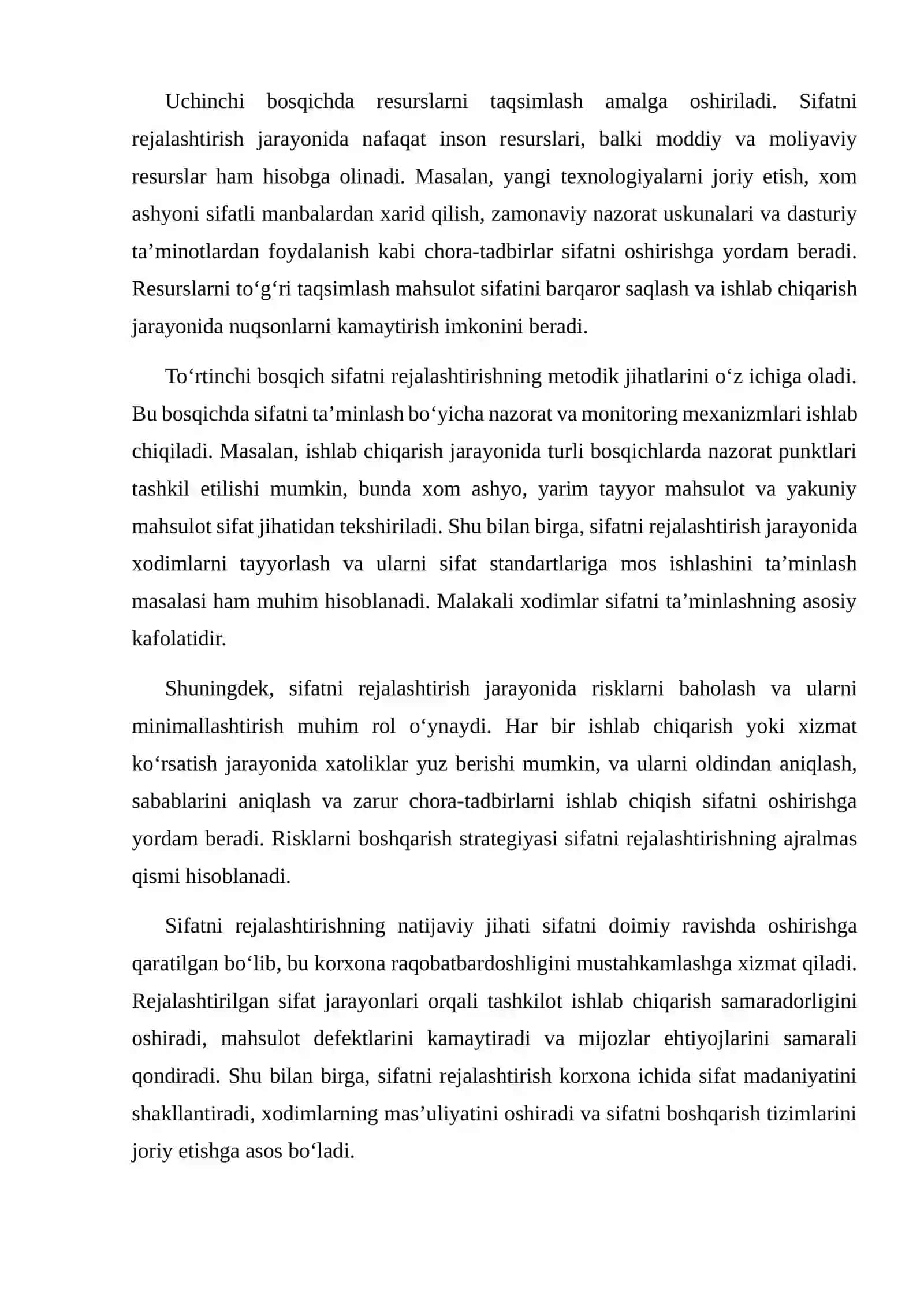 Sifatni Rejalashtirish, Attestatsiyalash va Boshqarish 4