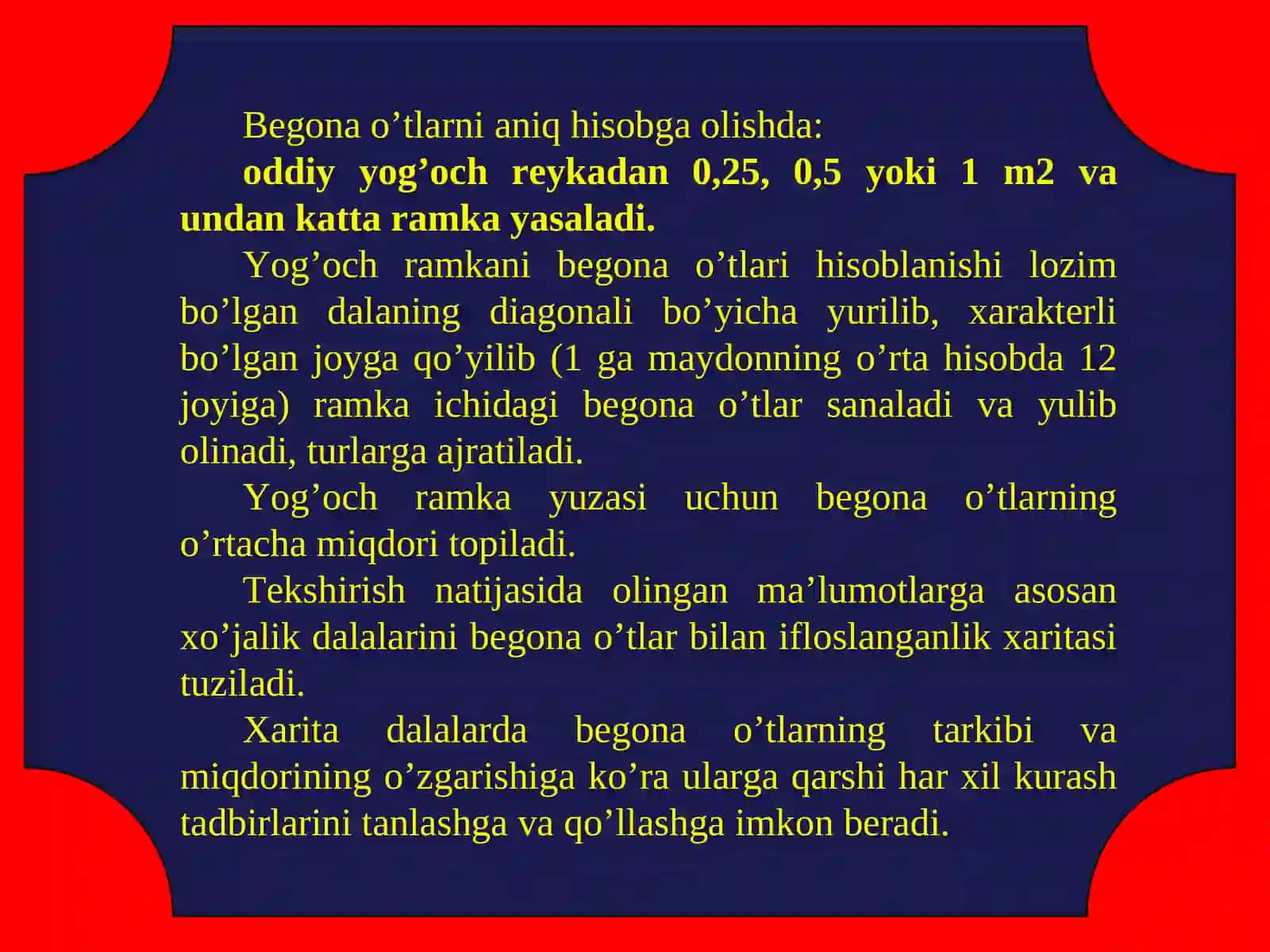 Begona Oʼtlarni hisobga olish 4