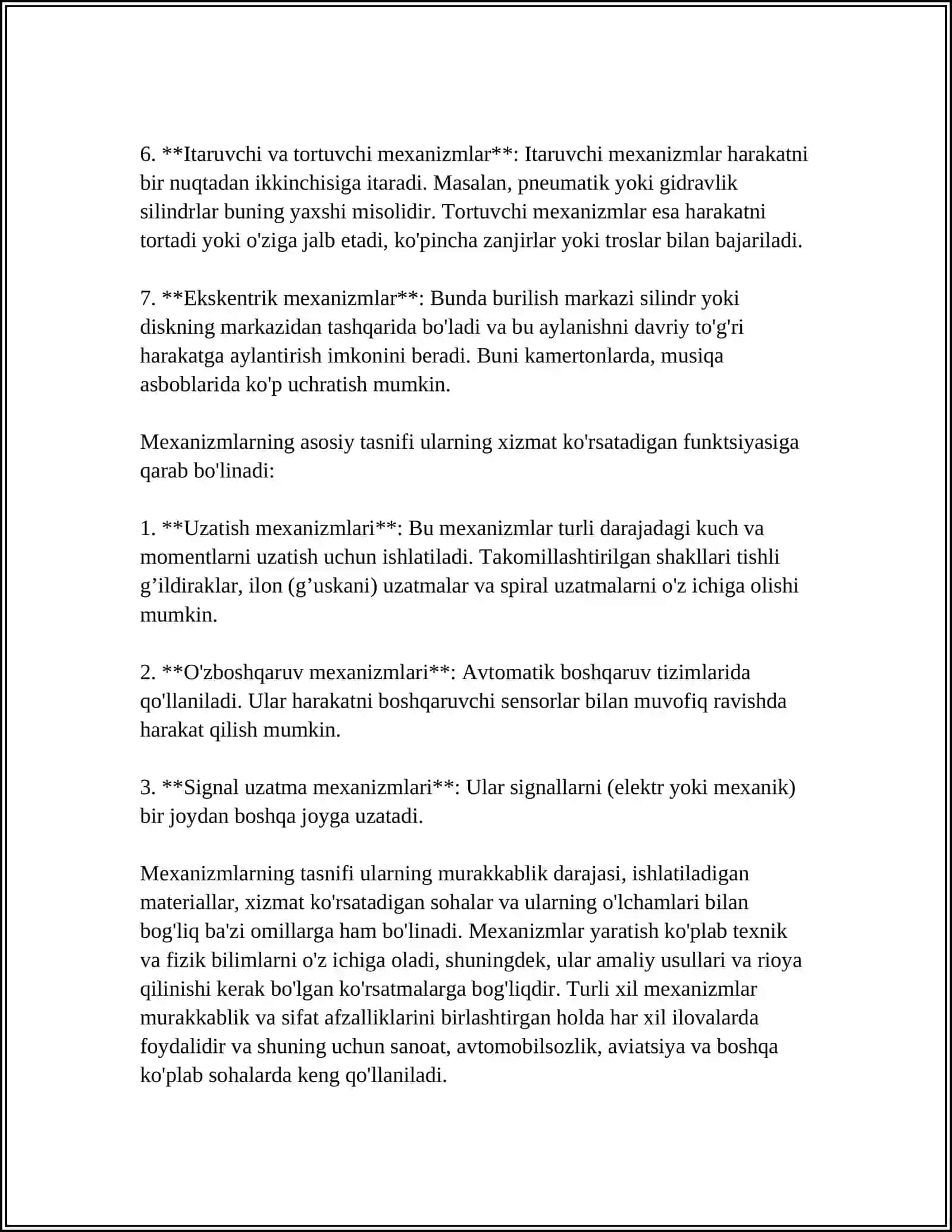 MEXANIZMLARNING ASOSIY TURLARI VA ISHLATILISHI 4