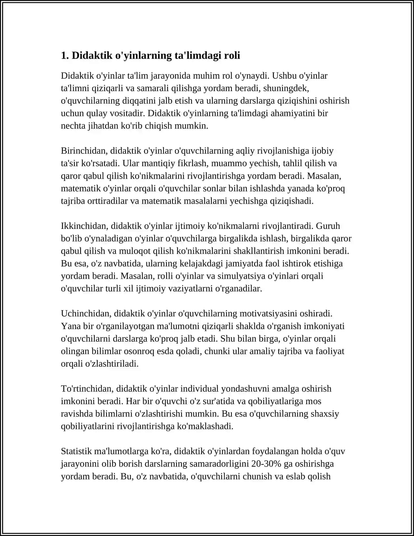 SINIFDAN TASHQARI MASHG'ULOTLARDA DIDAKTIK O'YINLARNING AHAMIYATI 4