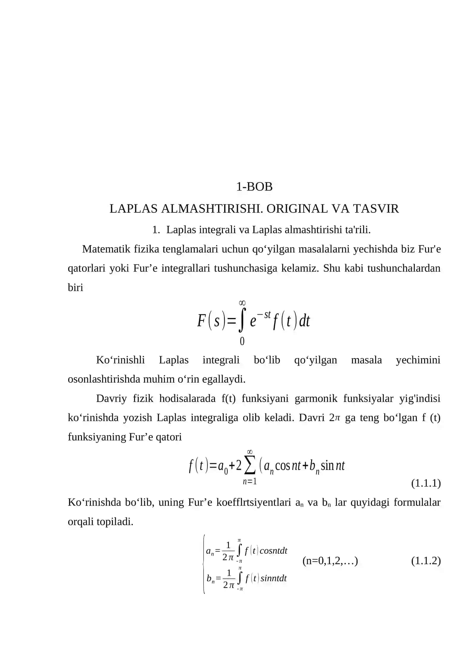 Laplas almashtirishi va uning tadbiqlari 4