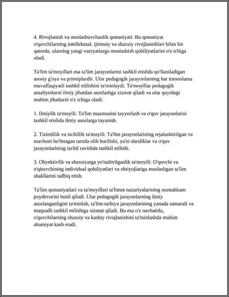 TA'LIM QONUNIYATLARI VA TA'MOYILLARI 4