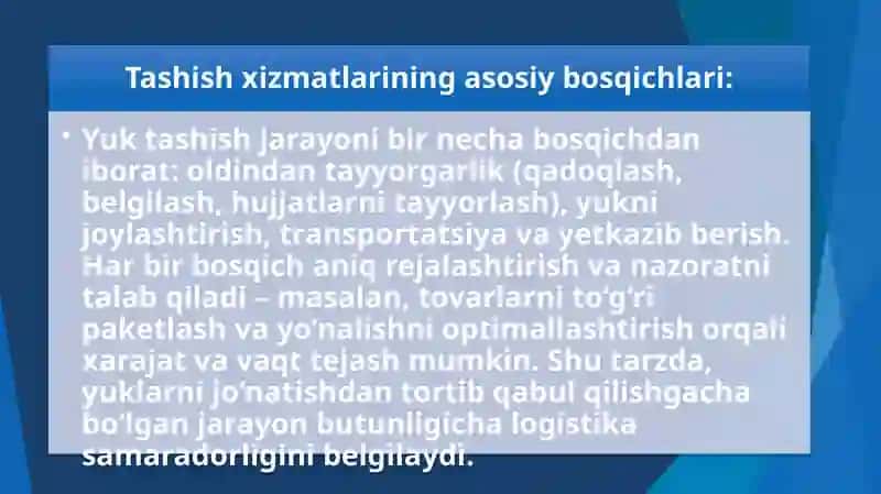 Tashish Xizmatini Ko‘rsatish Jarayonlarini Boshqarish Modellari 4