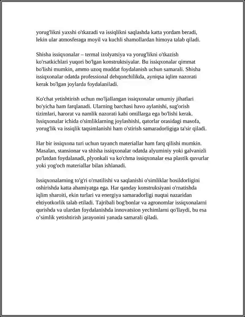 Issiqxona (ko'chatxonalar) turlari va ularning tuzilishi 4