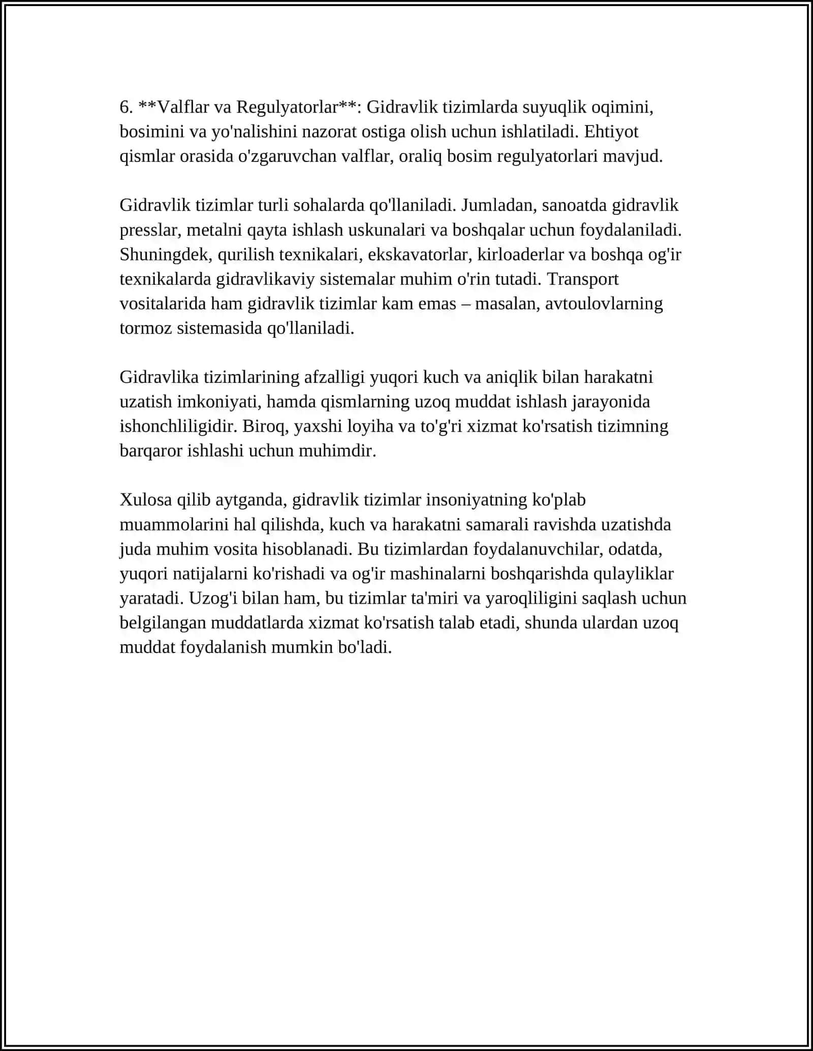 GIDRAVLIK EKISKAVATORLAR KONUSTURUKSIYASINI OʻRGANISH 4