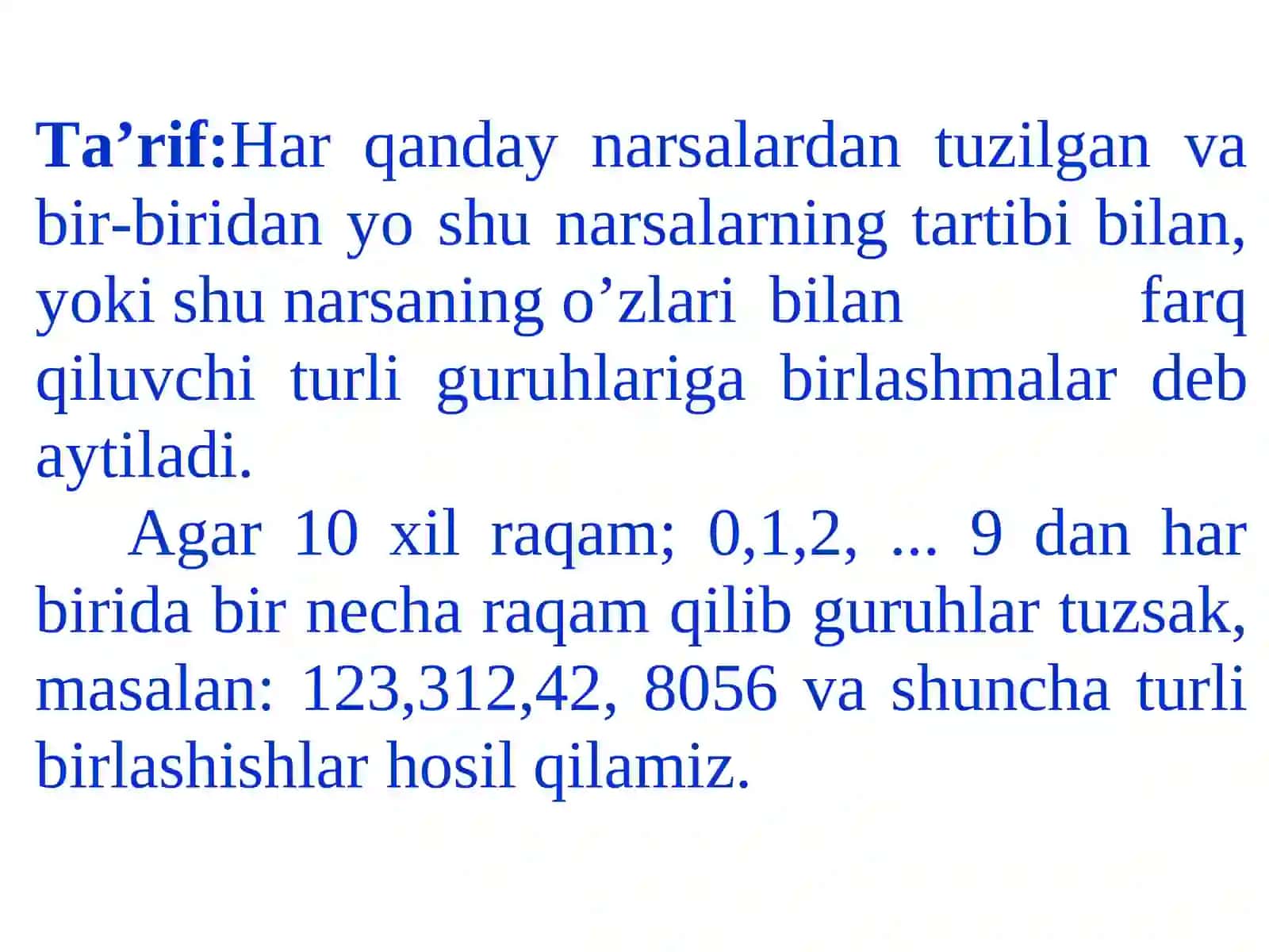 O‘rinlashtirish(joylashtirish) va O‘rin almashtirish 4