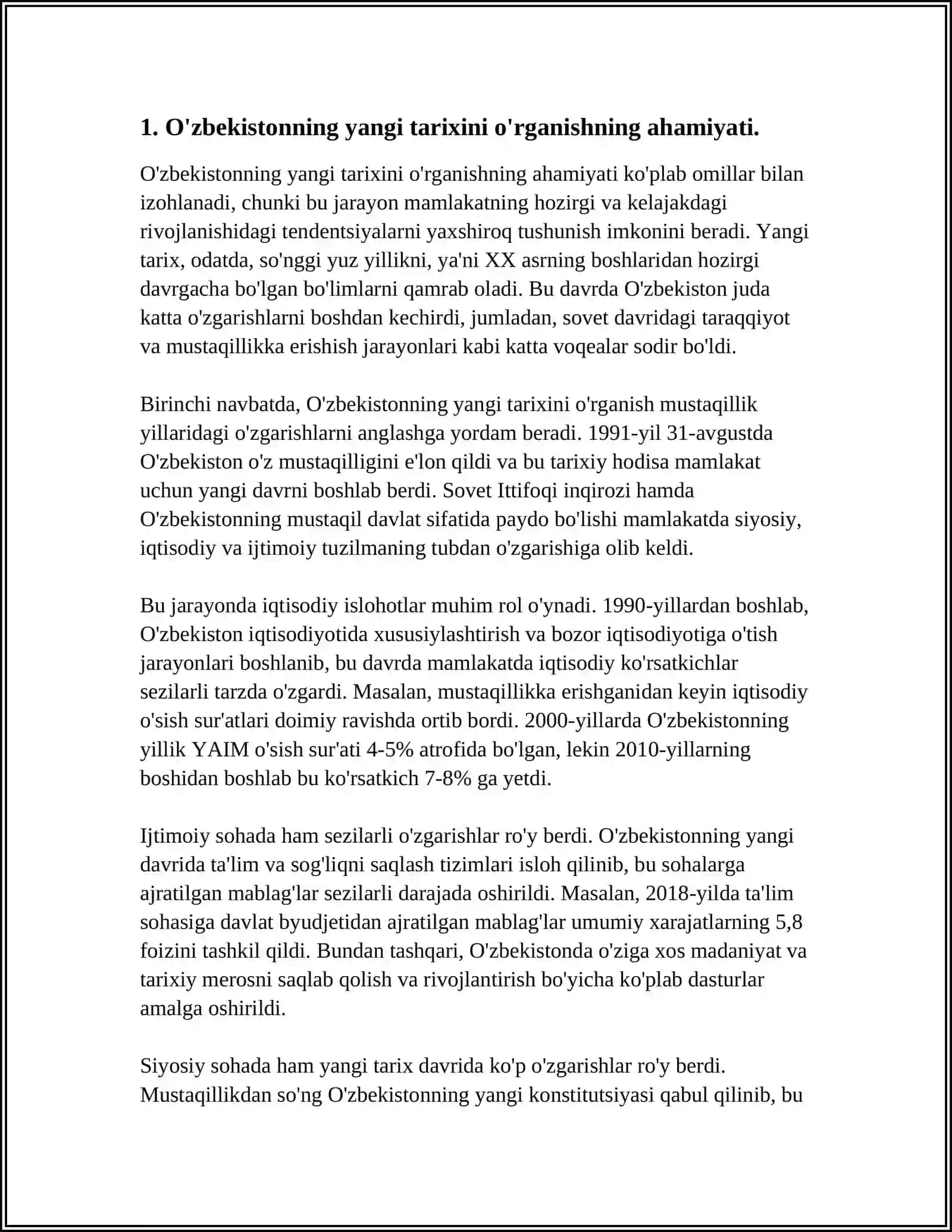 "O'ZBEKISTONNING ENG YANGITARIXINI NIMA UCHUN O'RGANISHIMIZ KERAK?" 4