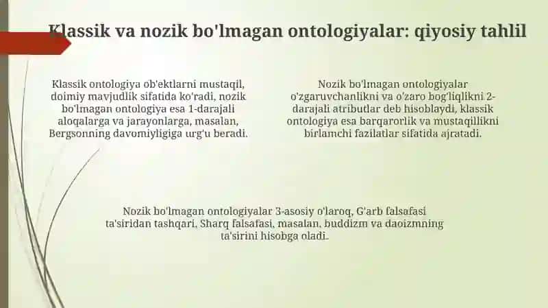 Nozik bo'lmagan ontologiya 4