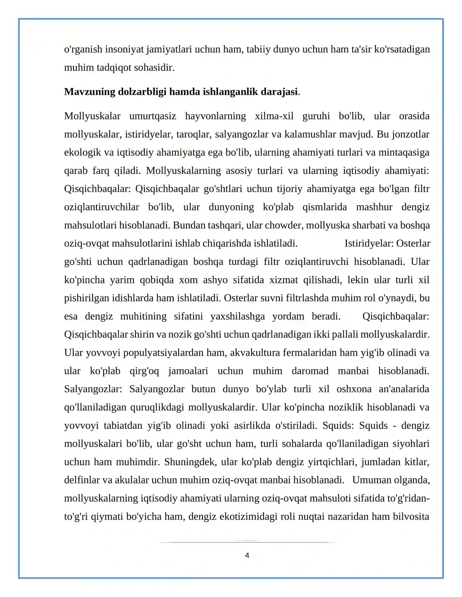 Ovlanadigan mollyuskalar,asosiy turlarining iqtisodiy ahamiyati 4