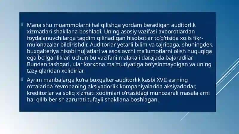 Auditning Vujudga Kelishi 4