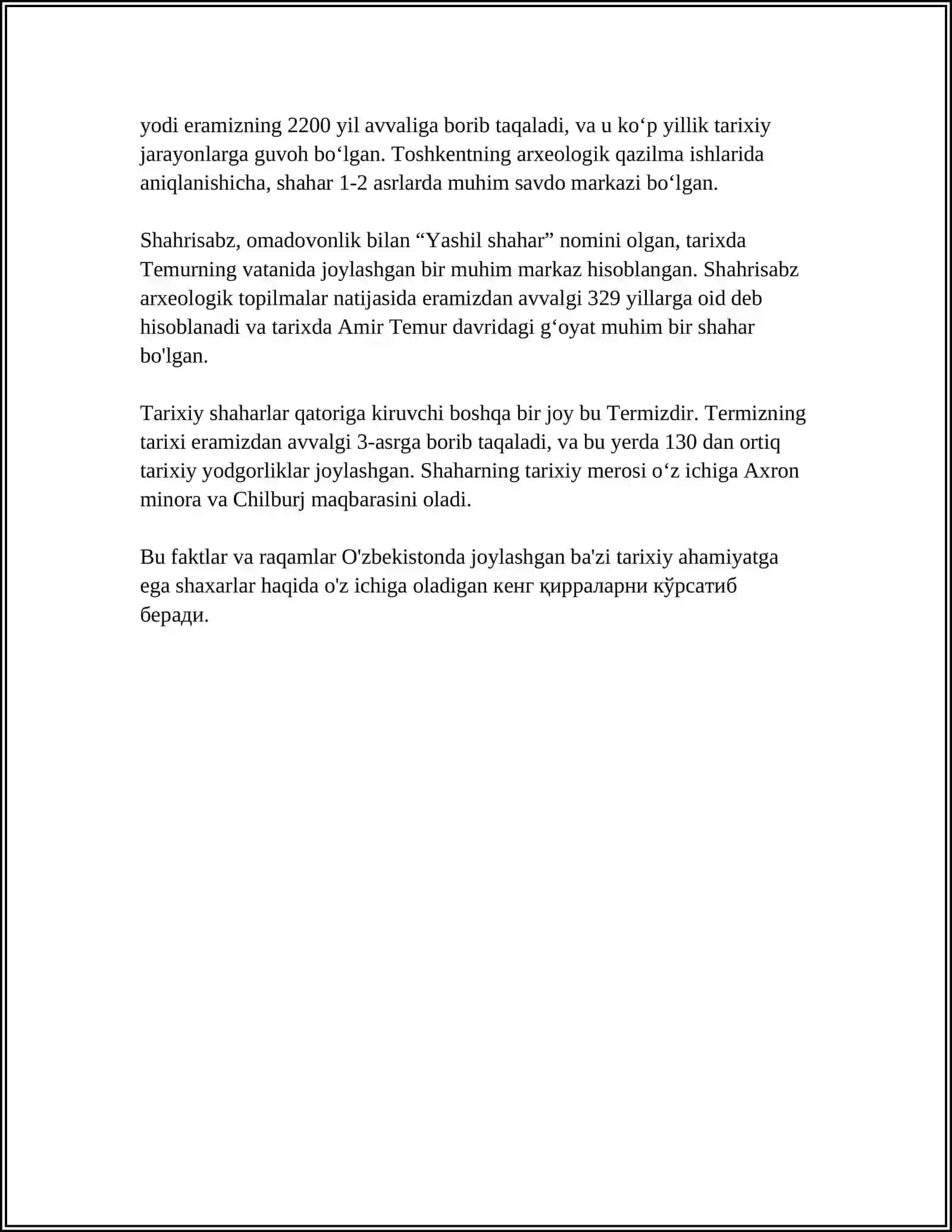 MENING TUGʻILGAN SHAHRIM MAVZUSIDA SLAYD TAYYORLAB BER RUS TILIDA 4