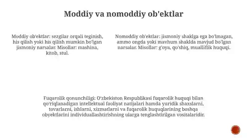 Fuqarolik Huquqi Abektlari 4