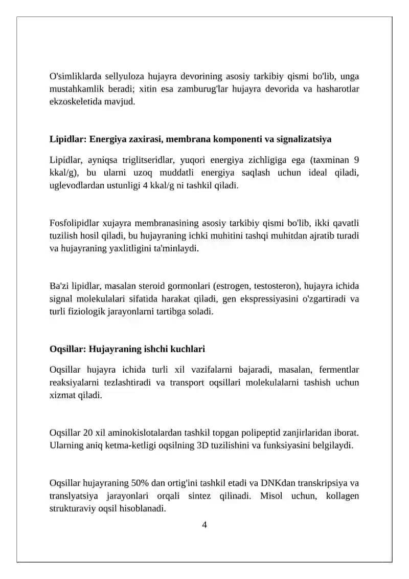 Hujayraning kimyoviy tarkibi 4