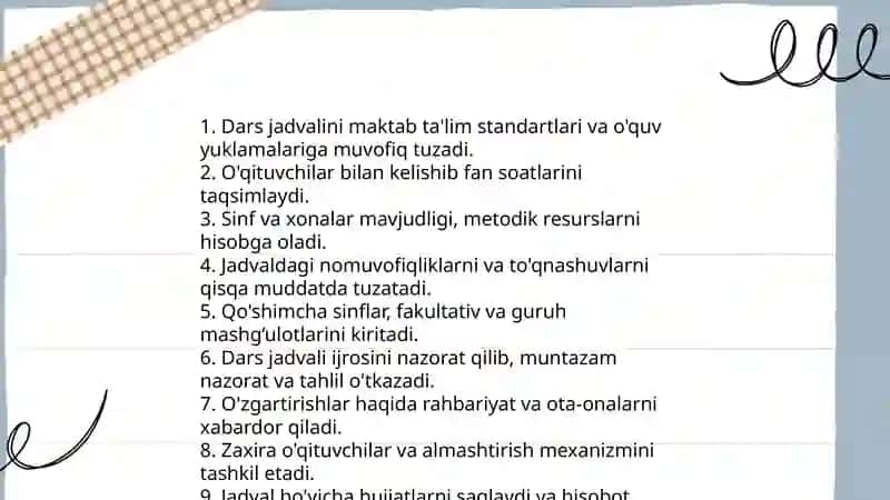 Oʻquv ishlari boʻyicha direktor oʻrinbosari vazifalari 4