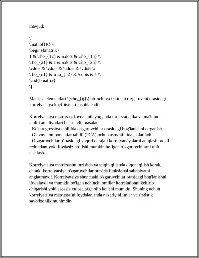 KORRELYATSIYA MATRITSASI 4