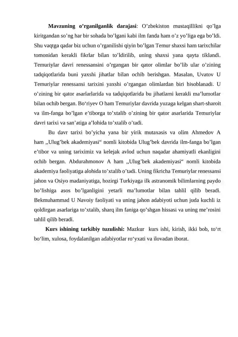 TEMURIYLAR DAVRI RENESSANSINING ZAMONAVIY TADQIQOTLARDA O’RGANILISHI 4