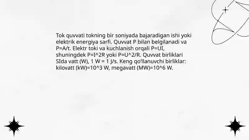 Tokning bajargan ishi va quvvati 4