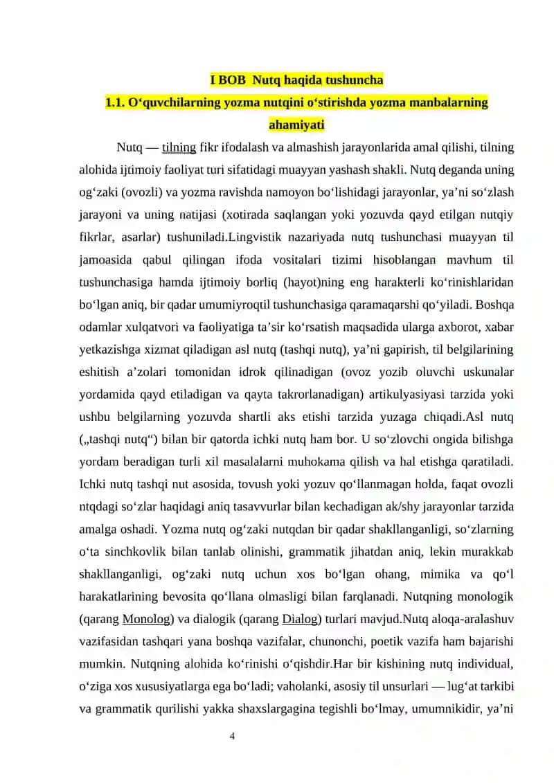 ADABIYOT DARSLARIDA O‘QUVCHILARNING OG‘ZAKI VA YOZMA NUTQINI O‘STIRISH 4