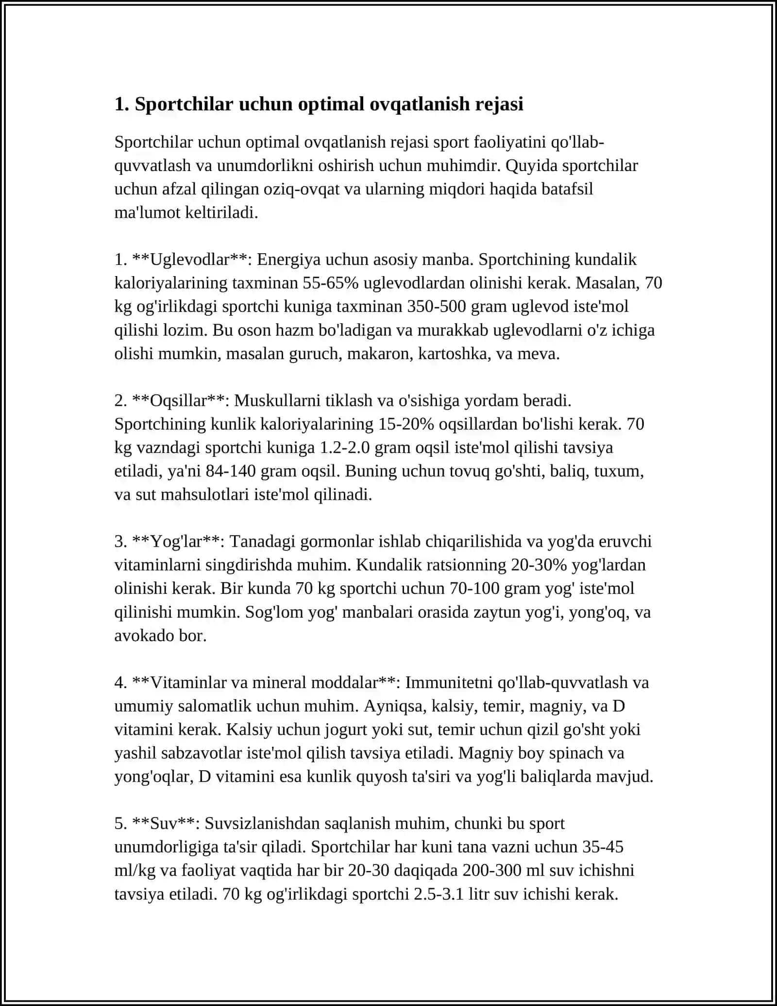 SPORTCHILAR RATSIONAL OZIQLANISHINI TASHKIL ETISH 4