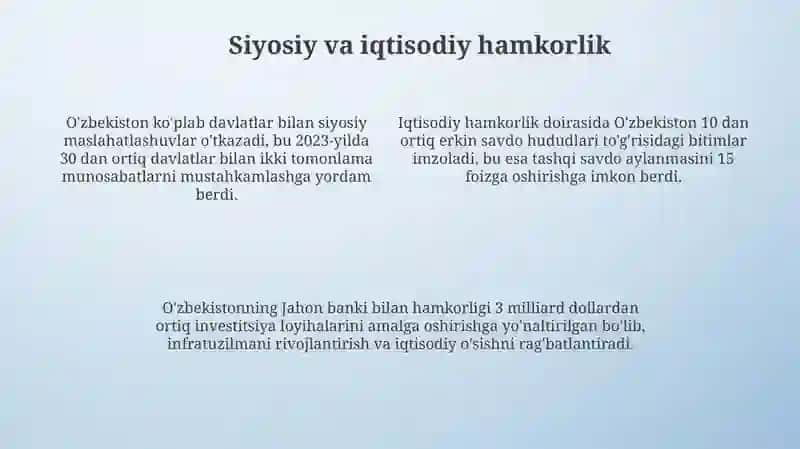 O‘zbekistonning xalqaro tashkilotlar bilan hamkorligi 4