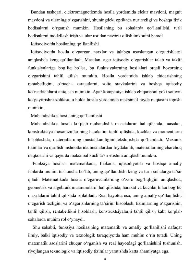FUNKSIYA HOSILASI UNING GEOMETRIK VA MEXANIK MANOLARI 4