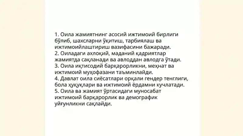 Оила жасиятнинг бир булаги эканлиги 4