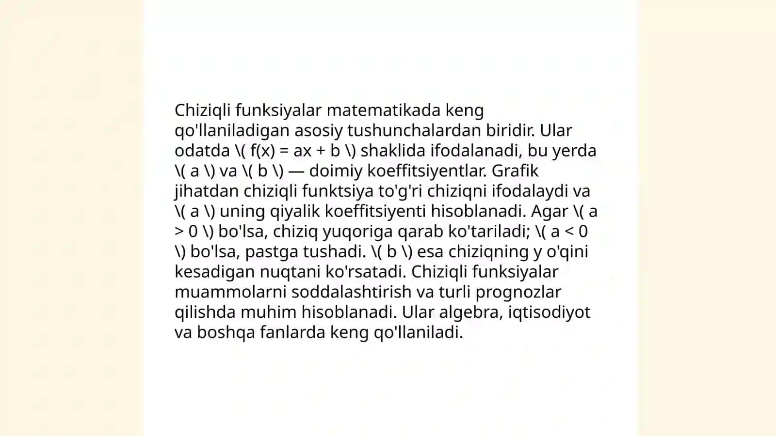 Eksponentsial va chiziqli funksiyalar 4