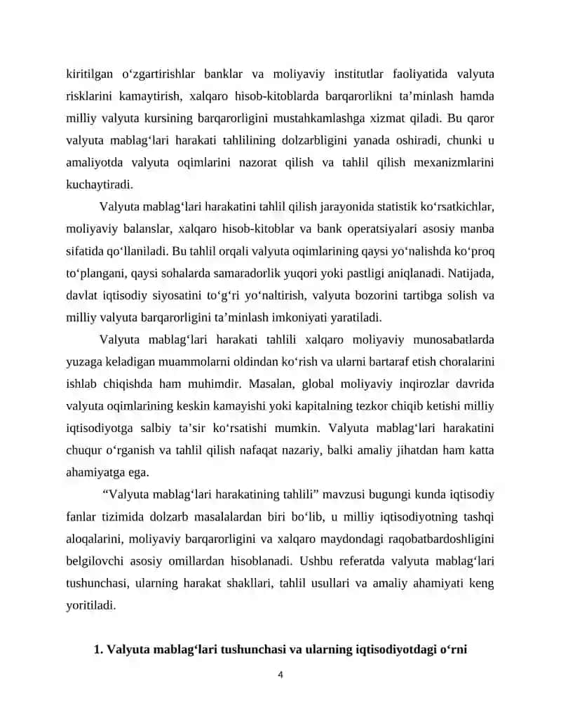 Valyuta mablag'lari harakatining tahlili 4