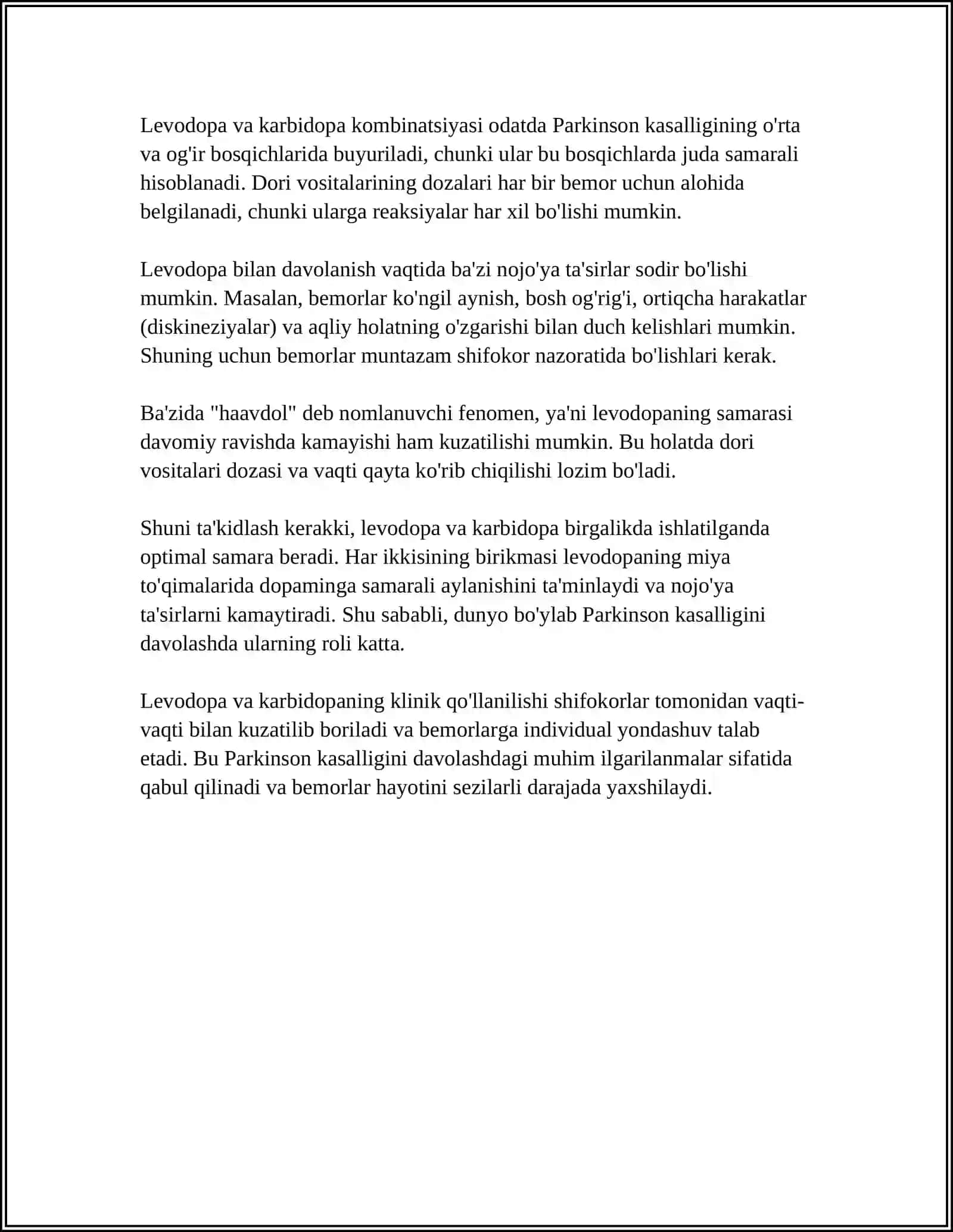 PARKINSONIZMGA QARSHI MODDALAR 4