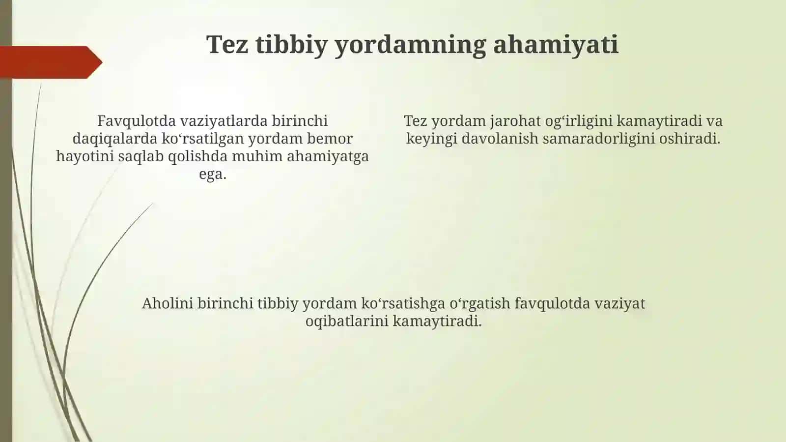 Favqulotda vaziyatlarda aholiga tez tibbiy yordam koʻrsatish 4