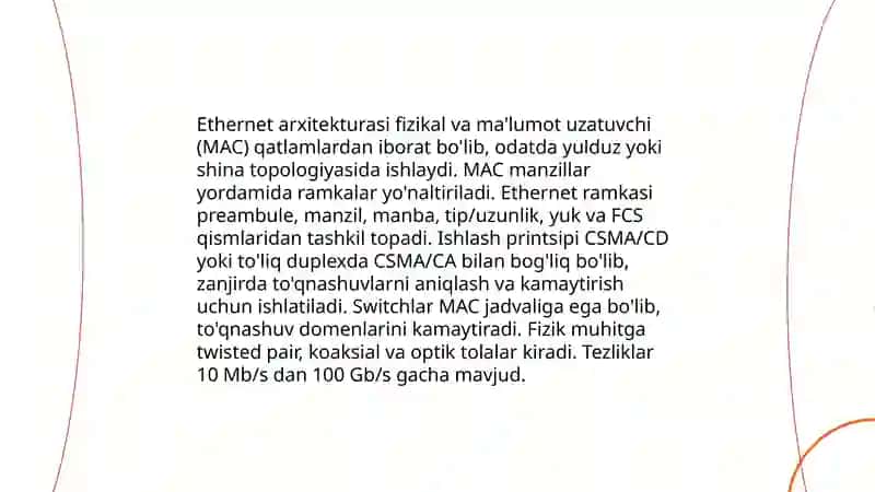 Ethernet texnologiyasi va uning turlari haqida 4