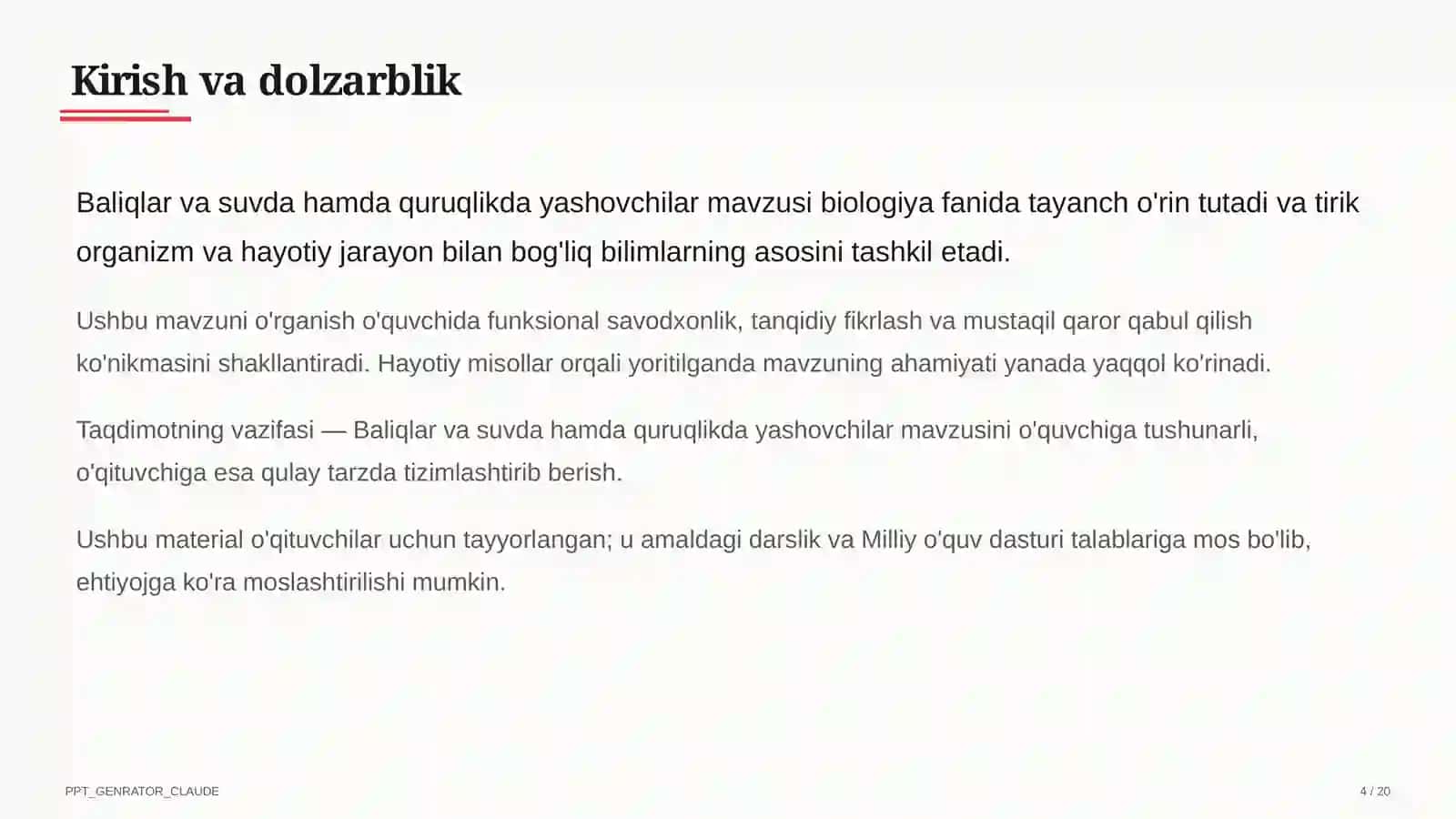 Baliqlar va suvda hamda quruqlikda yashovchilar (7-sinf) 4