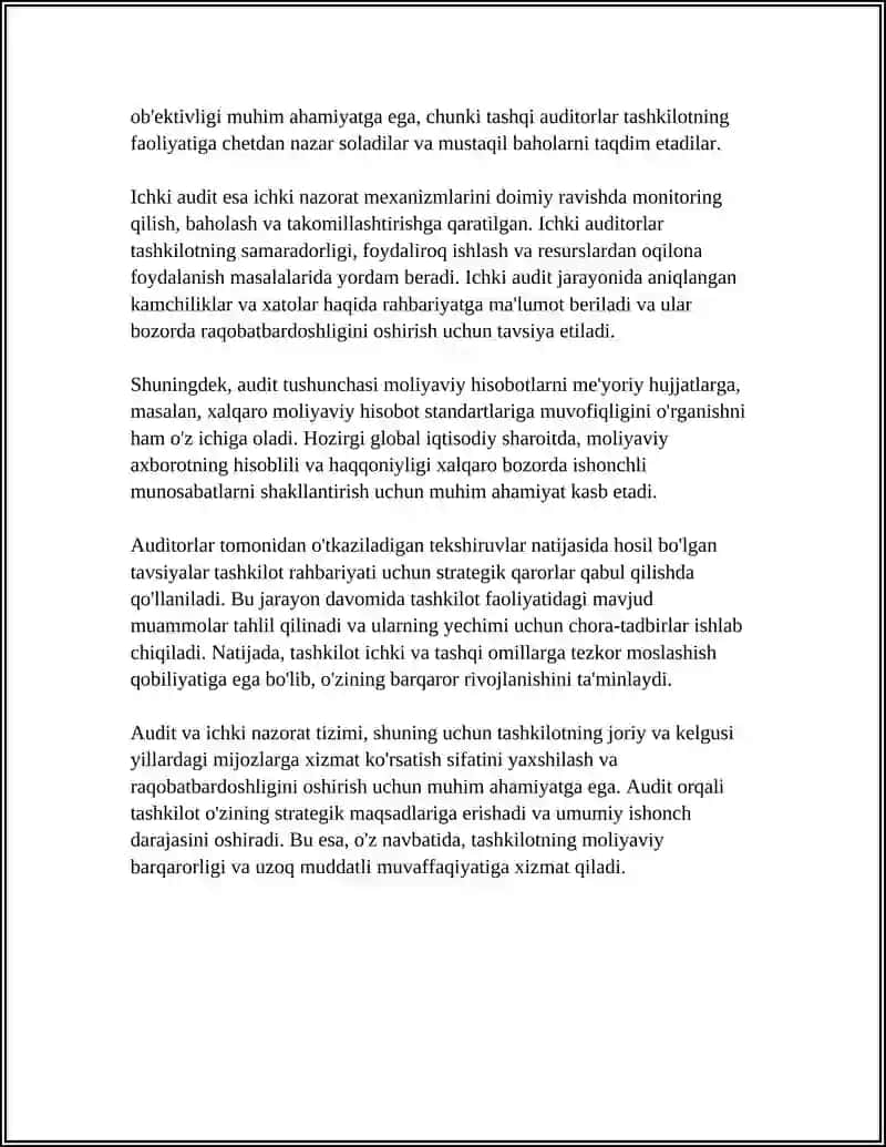 AUDITGA KIRISH. ICHKI NAZORAT TIZIMI 4