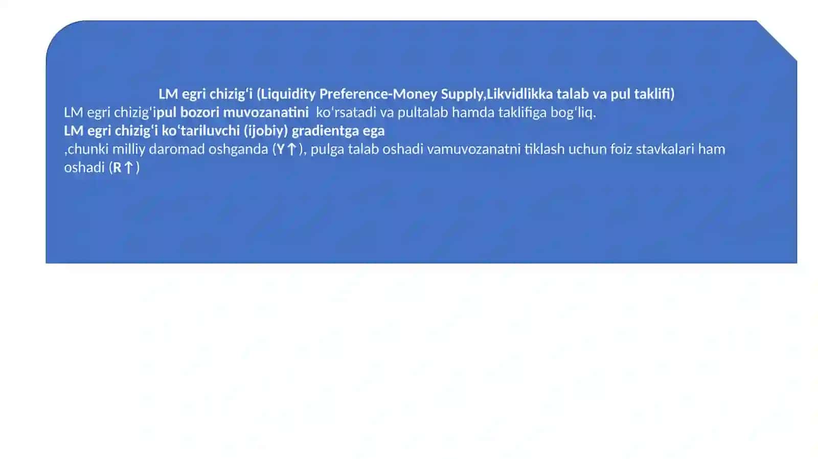IS va LM- egri chizig‘i va uning o‘zgaruvchilari 4