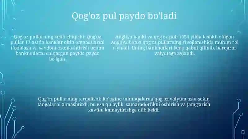 Pulning Yaratilish Tarixi 4