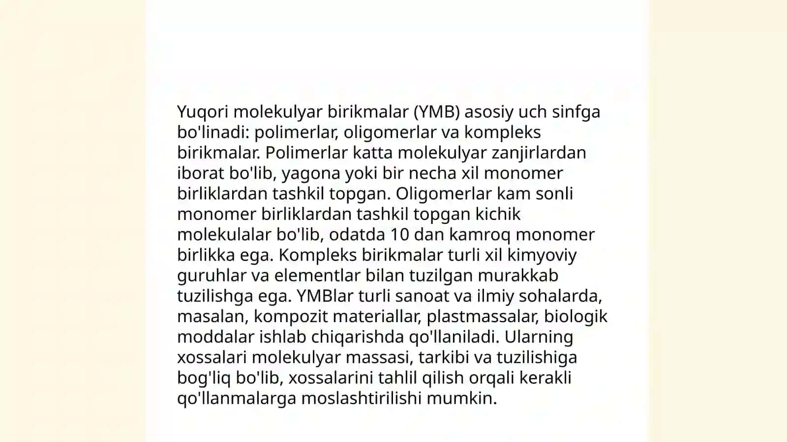 Yuqori molekular birikmalar 4