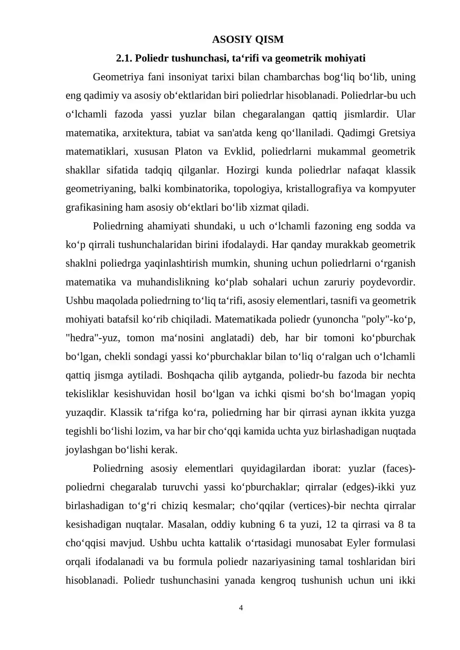 Poliedrlar va ularning topologik xossalari 4