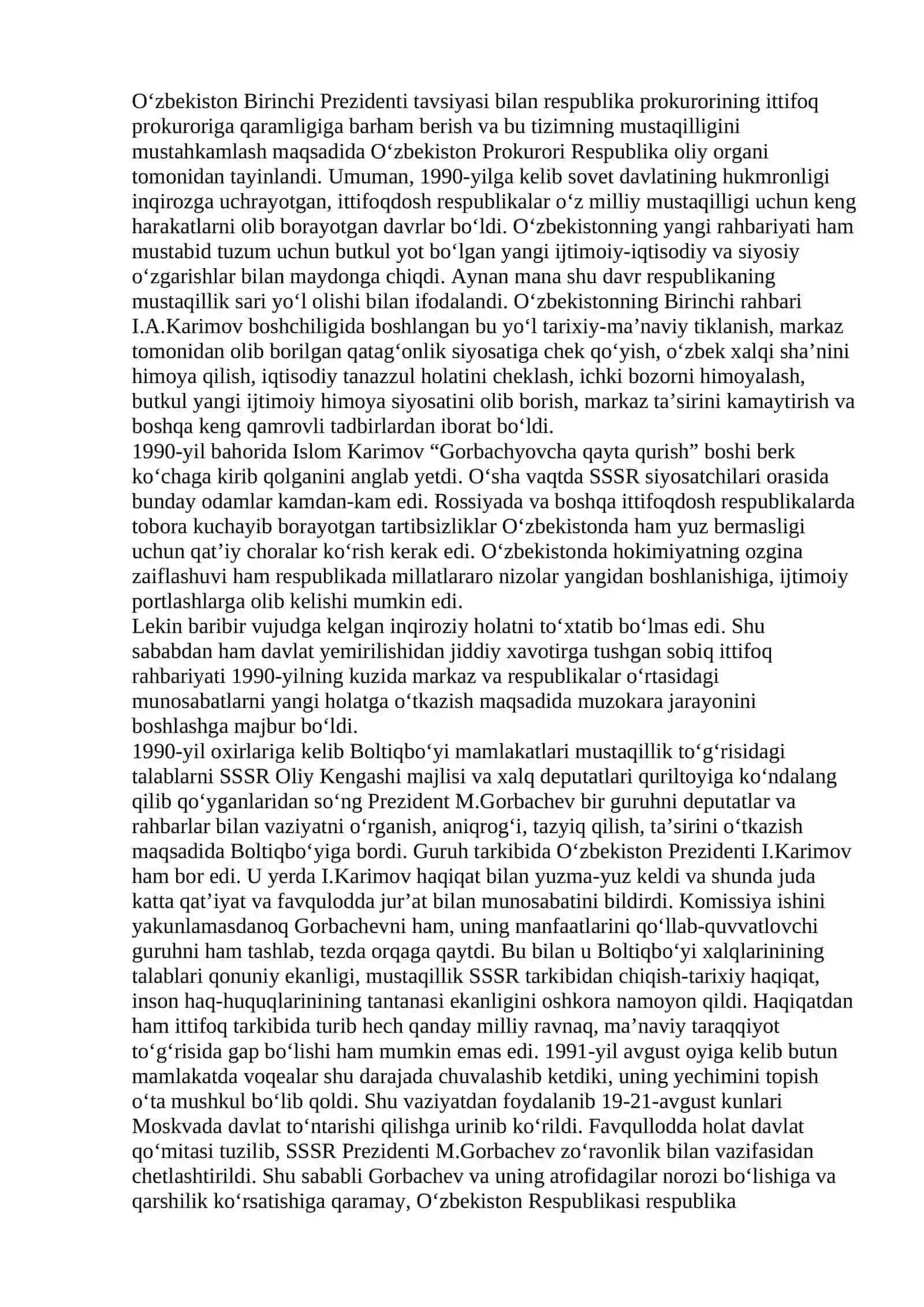 MUSTAQIL O‘ZBEKISTON RESPUBLIKASINING TASHKIL TOPISHI VA UNING TARIXIY AHAMIYATI 4