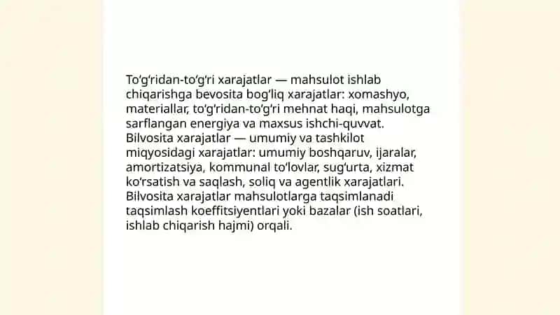 Turmahsulot narxining tarkibiy tuzilishi 4