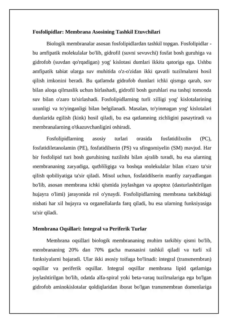 Biologik membranalar tuzilishi 4