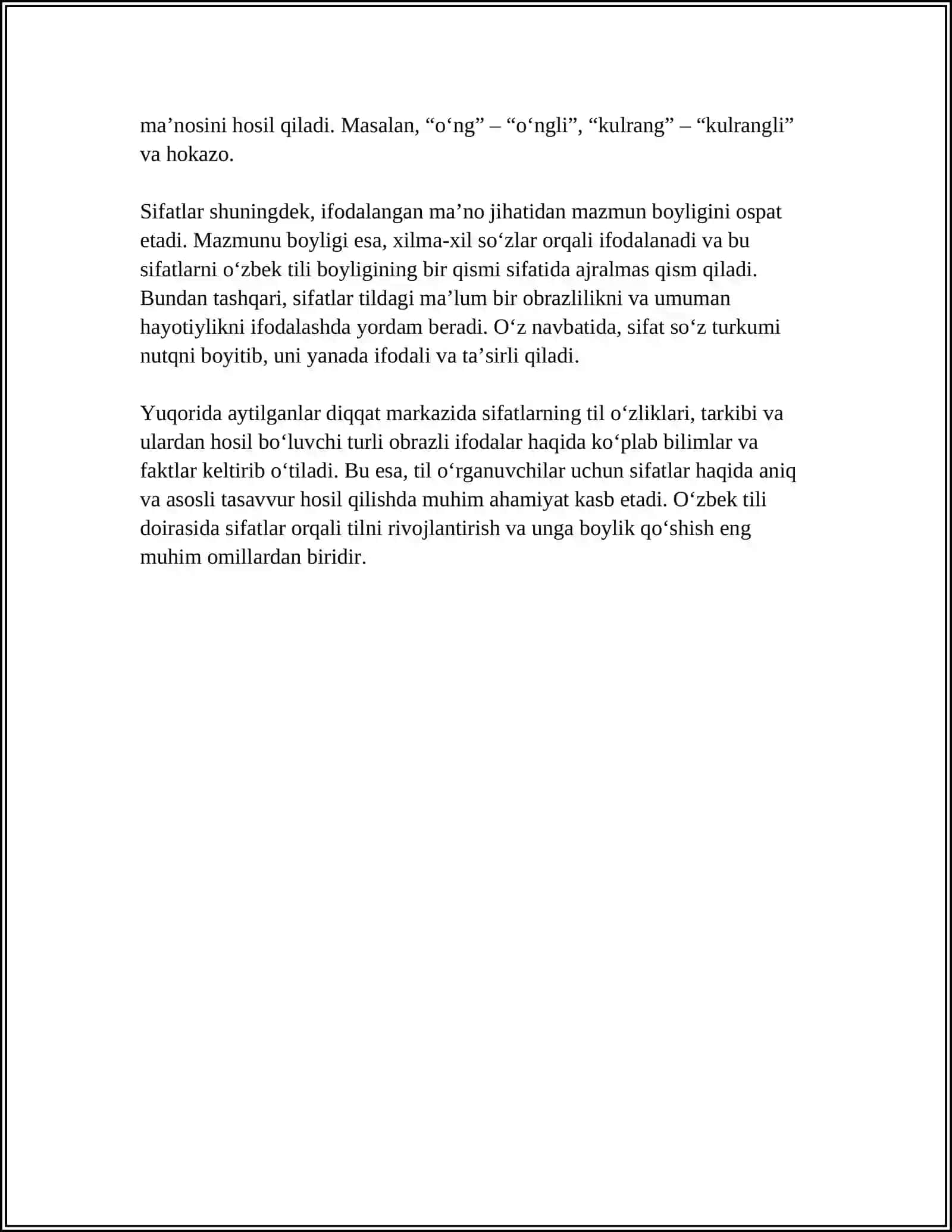 SIFATNI OʻRGANISH METODIKASI (BOSHLANGʻICH SINFLARDA) 4