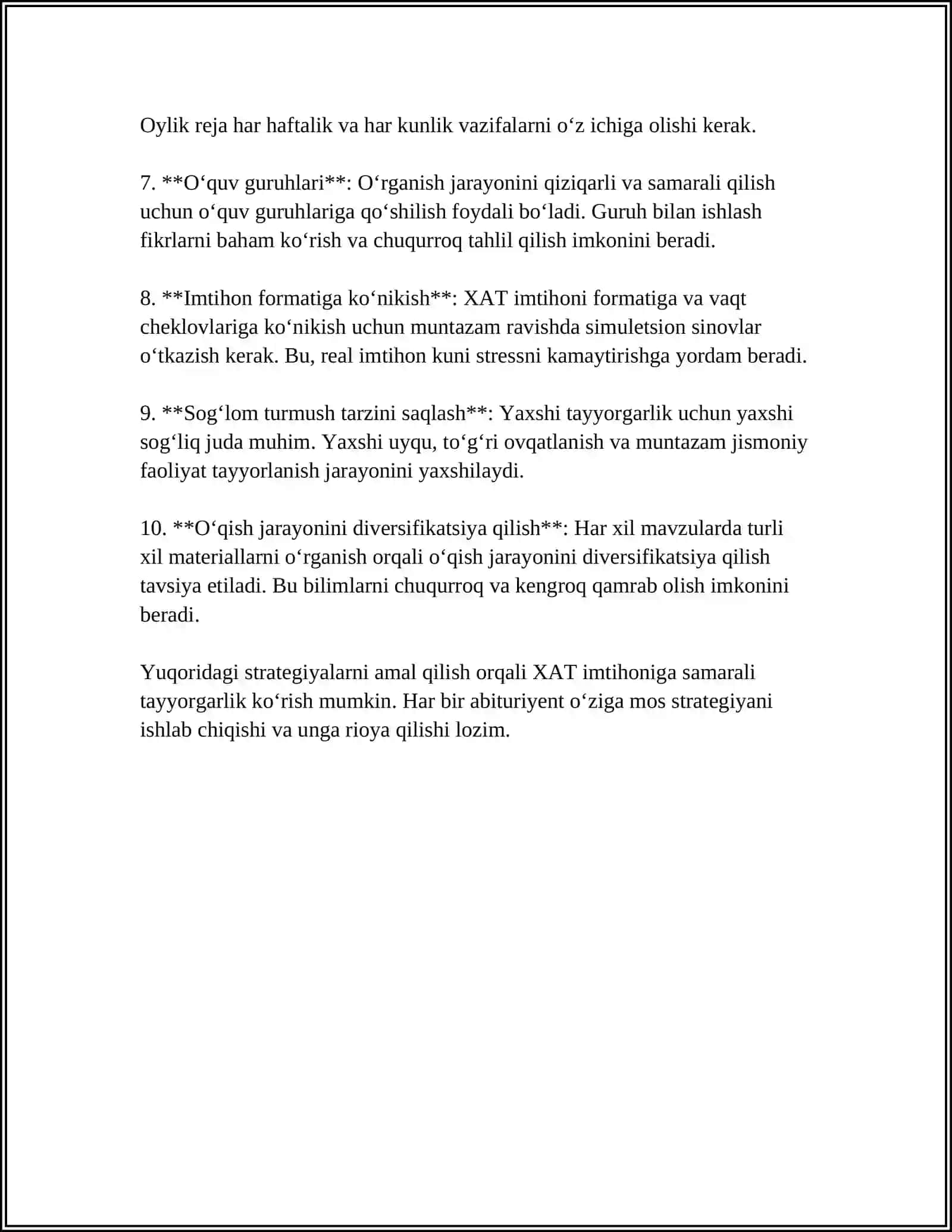 XAT tayyorgarlik strategiyalari 4