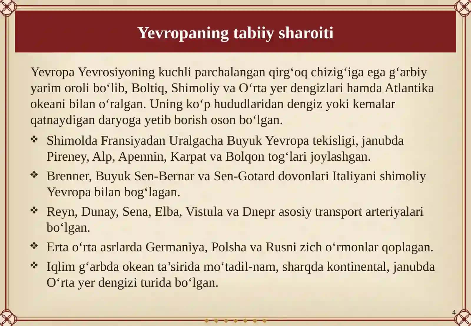 Yevropaning o‘rta asrlar davri tarixiy geografiyasi 4