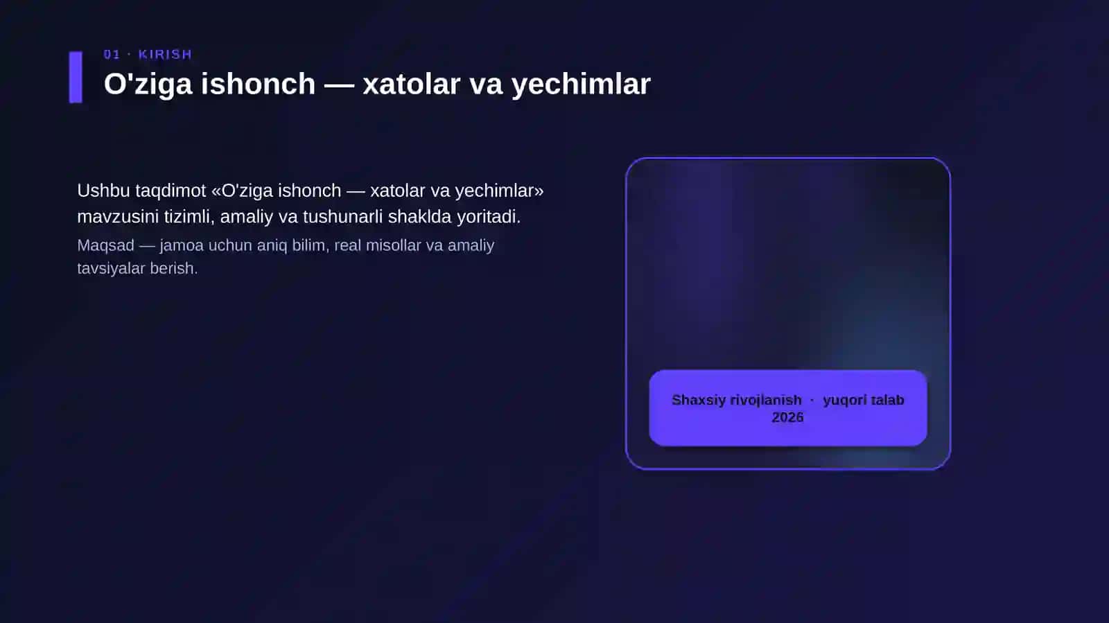 O'ziga ishonch — xatolar va yechimlar 4