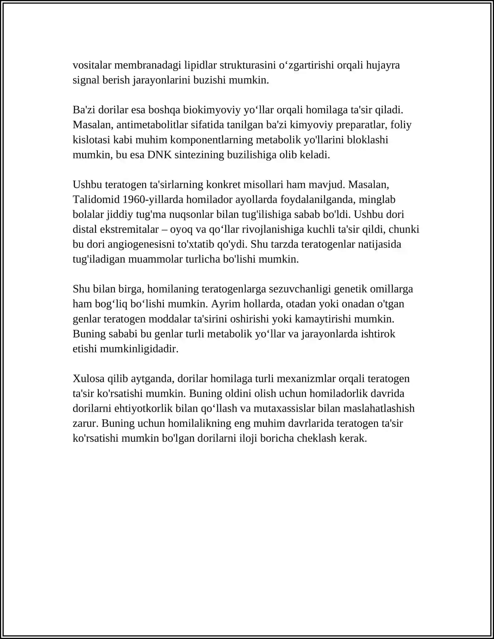 DORI VOSITALARINING HOMILAGA TA'SIRI 4