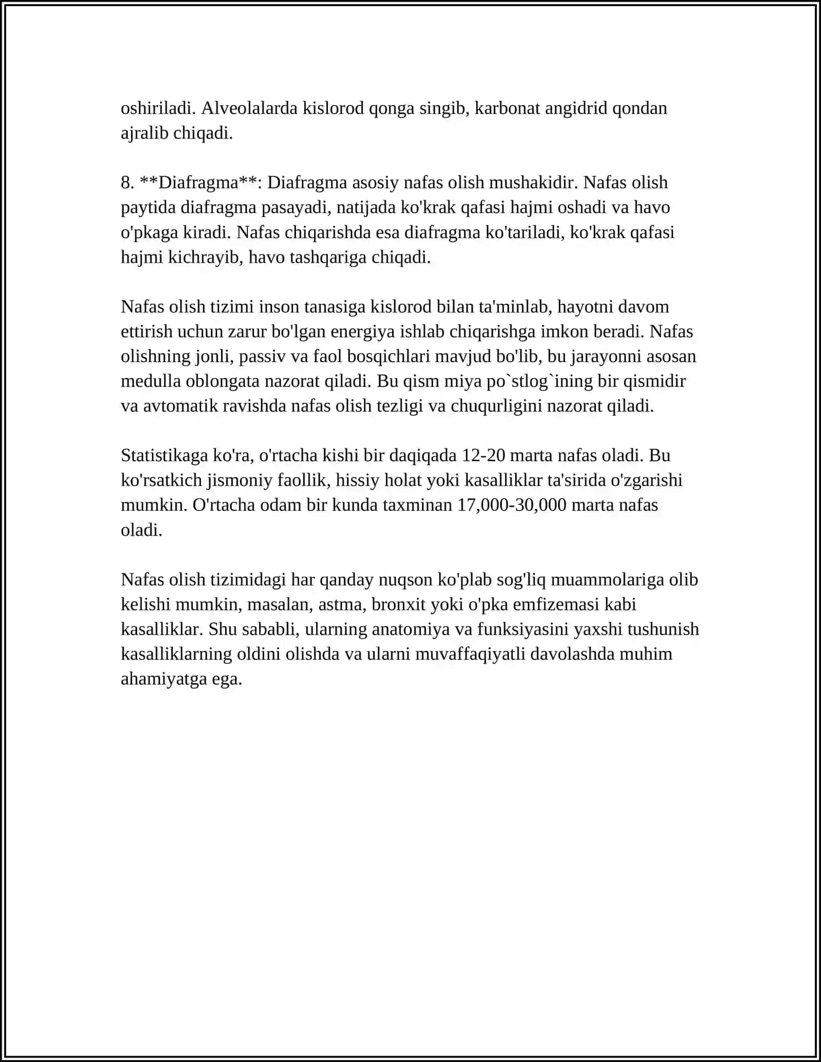 Nafas nafasi bo'limining anatomiyasi 4