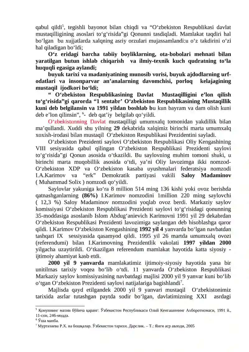 MUSTAQIL O‘ZBEKISTON RESPUBLIKASINING TASHKIL TOPISHI VA UNING TARIXIY AHAMIYATI 4